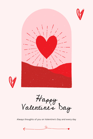 Designvorlage Happy Valentine's Day Greeting with Red Heart on White für Pinterest