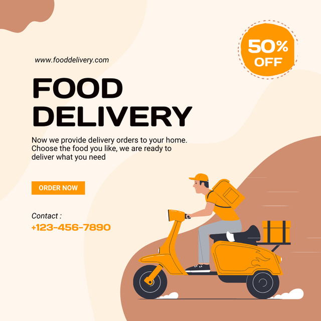 Ontwerpsjabloon van Instagram van Ready Meal Delivery Advertisement