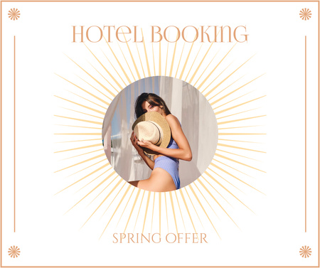 Travel Offer with GIrl in Swimsuit Facebook Design Template