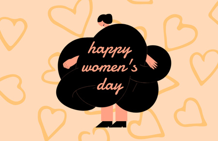 Ontwerpsjabloon van Thank You Card 5.5x8.5in van International Women's Day Greeting With Hearts