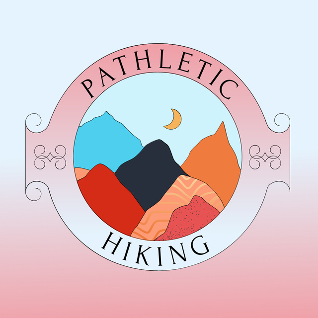 Travel Tour Offer with Hiking in Mountains Logo Modelo de Design