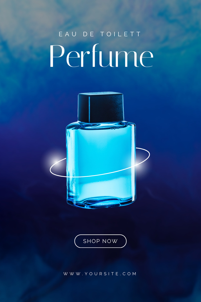 Ontwerpsjabloon van Pinterest van Elegant Blue Perfume Ad