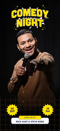 A Comedy Night promóciója férfival, aki vicceket mesél Snapchat Geofilter tervezősablon