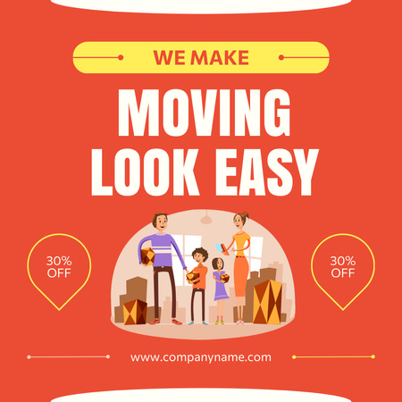 Easy Moving Services with Family in New Home Instagram AD Design Template