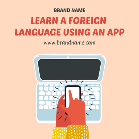 Ontwerpsjabloon van Instagram van Language Learning App Promotion