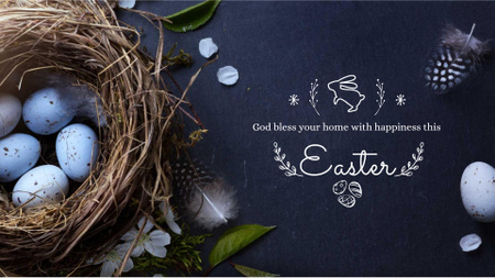 Easter Greeting with nest and eggs Full HD video Design Template