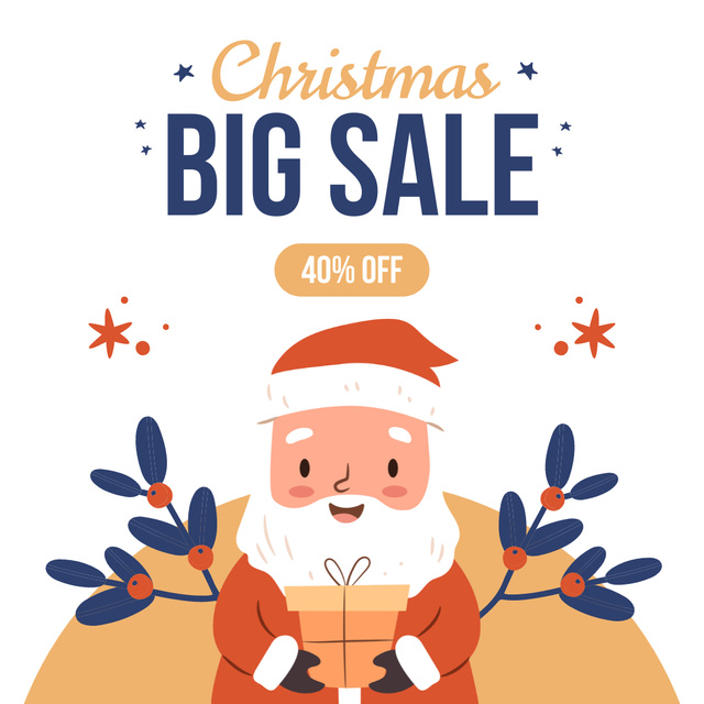 Ontwerpsjabloon van Instagram AD van Cartoon Santa Claus on Christmas Big Sale