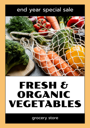 Organic Veggies In Net Bag Saale Offer Poster Modelo de Design