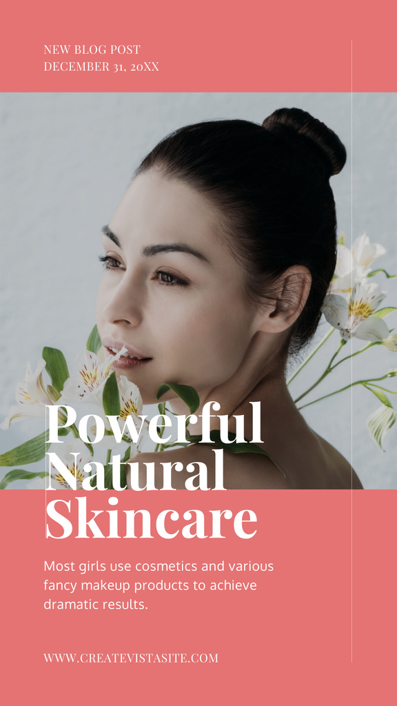 Designvorlage Beauty Skincare Blog with Young Woman für Instagram Story