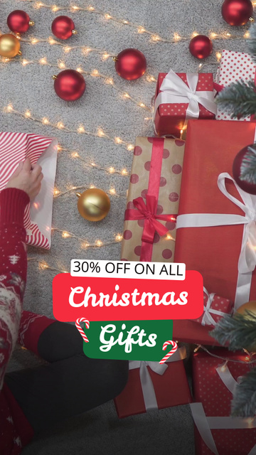 Platilla de diseño Big Discount Ad on All Christmas Gifts TikTok Video