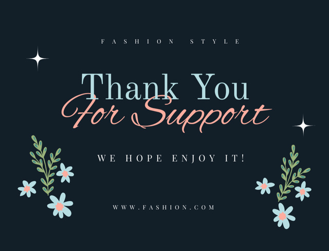 Template di design Thankful Phrase with Cute Flowers Illustration Postcard 4.2x5.5in