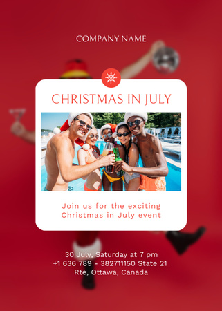 Modèle de visuel Christmas Party in July with Bunch of Young People in Pool - Flayer