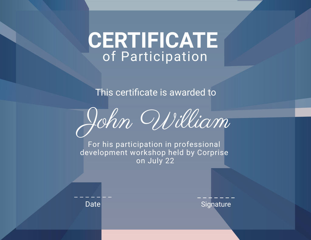 Template di design Award of Employee Participation Certificate