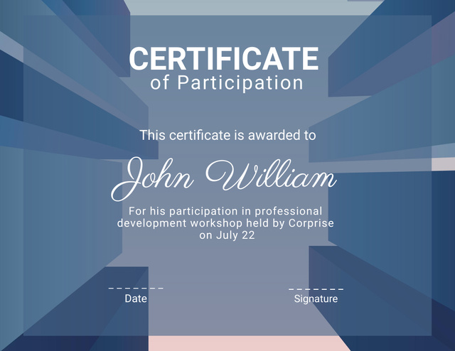 Award of Employee Participation Certificate tervezősablon