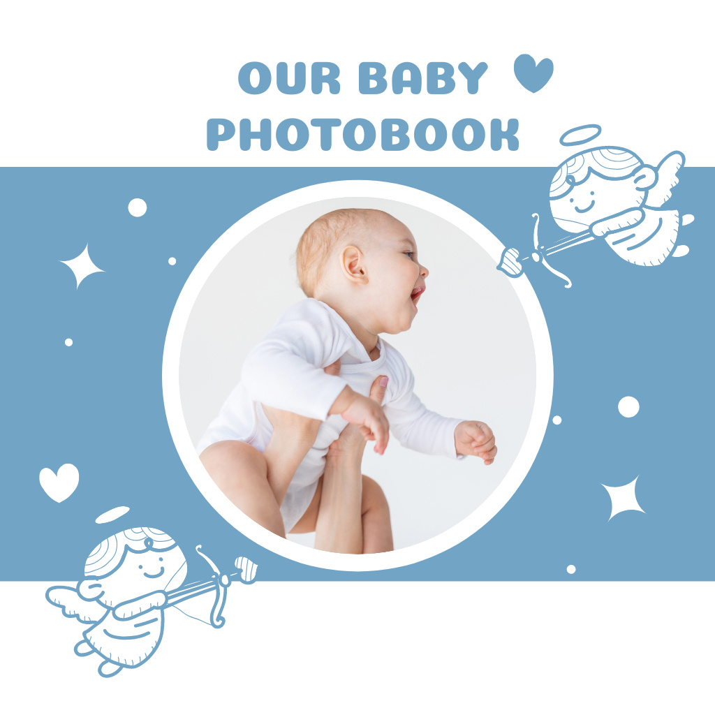 Photos of Baby with Cute Angels Photo Book Tasarım Şablonu