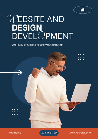 Website and Design Development Course Ad Poster Design Template