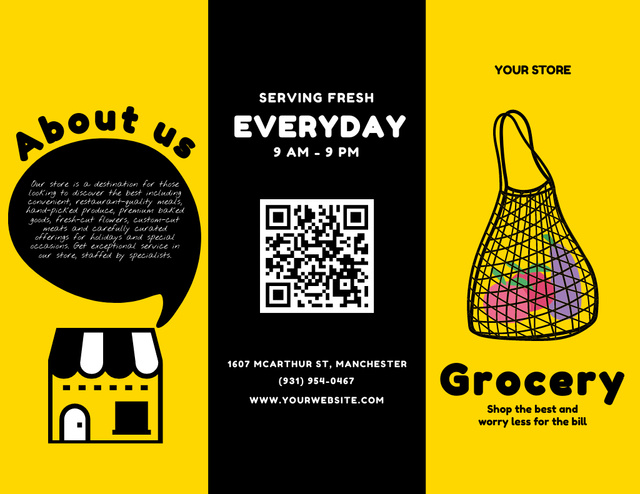 Template di design Cute Illustration With Grocery Store Promotion Brochure 8.5x11in
