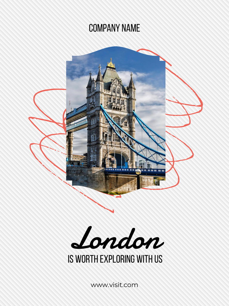 Plantilla de diseño de London Tour Offer with Majestic Bridge Poster 36x48in 