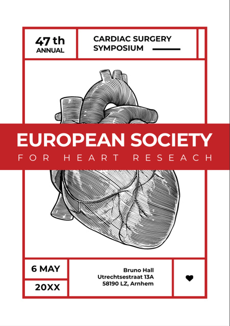 Designvorlage Cardiac Surgery Conference Ad with Human Heart Sketch für Flyer A7