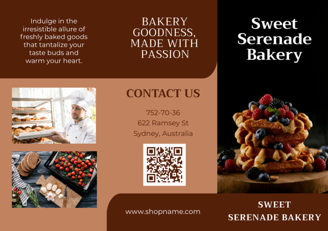Plantilla de diseño de Bread and Sweet Pastry Baking Brochure 