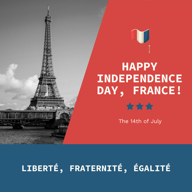 Frence Independence Day with Photo of Eifel Tower Instagram tervezősablon
