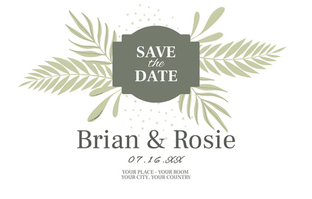 Save the Date of Wedding on Pastel Invitation 4.6x7.2in Horizontal Design Template