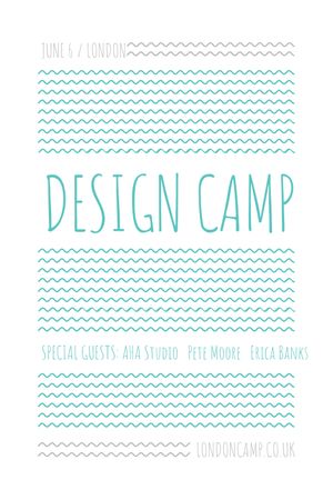 Modèle de visuel Annonce du camp de design sur les vagues bleues - Tumblr