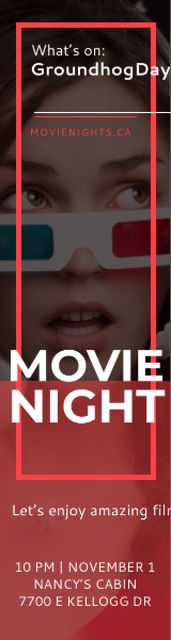 Movie Night Event Woman in 3d Glasses Skyscraperデザインテンプレート