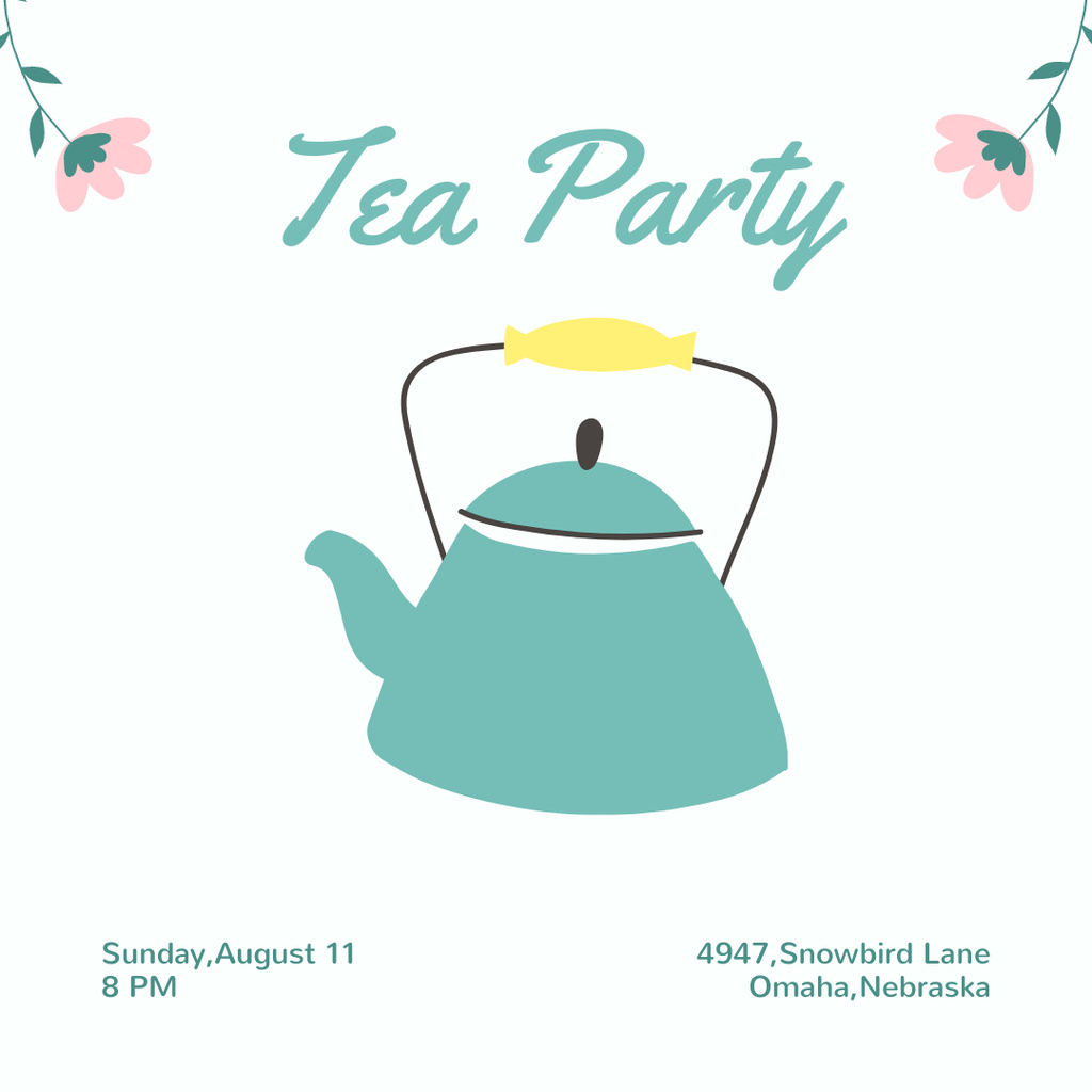 Tea Party Announcement Instagram Design Template
