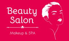 Beauty Salon Ad with Illustration of Woman on Red