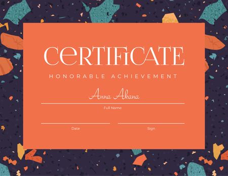 Template di design Achievement Award in Beauty School on bright pattern Certificate
