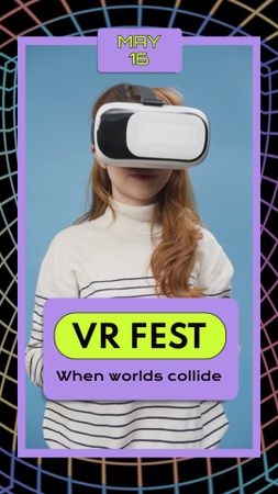 Template di design VR Fest e bambino con l'auricolare TikTok Video