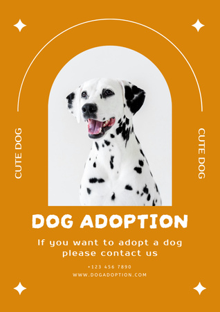 Designvorlage Adoptionsanzeige für Hunde mit süßem Dalmatiner für Poster