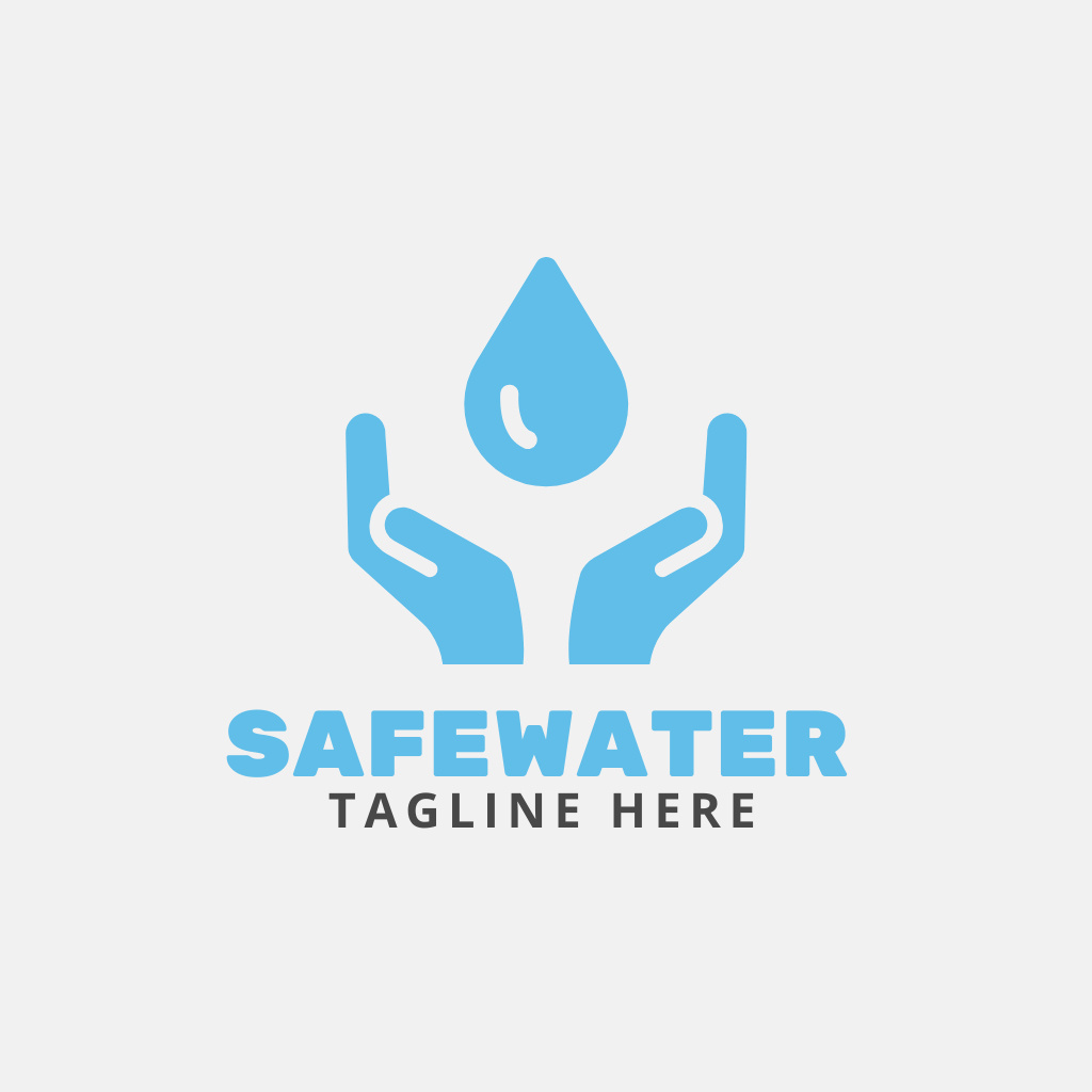 Safe Water Company With Eco Water Supply Logo Šablona návrhu