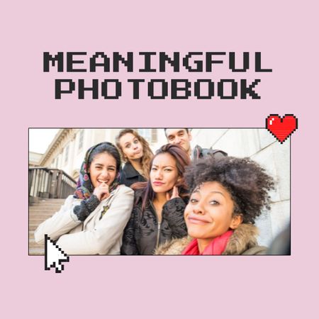 Memories Book with Cute Teenage Girls Photo Book Design Template