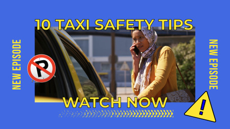 Plantilla de diseño de Episodio de video sobre consejos de seguridad para taxis YouTube intro 