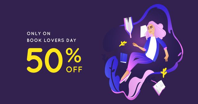 Ontwerpsjabloon van Facebook AD van Book Lovers Day Discount Offer