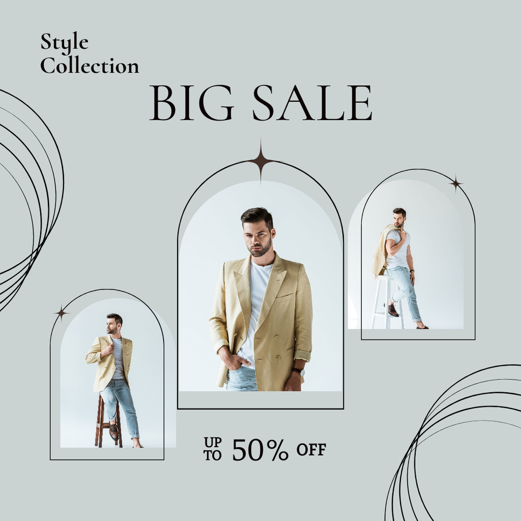 Template di design Big Sale of Male Clothing Collection Instagram