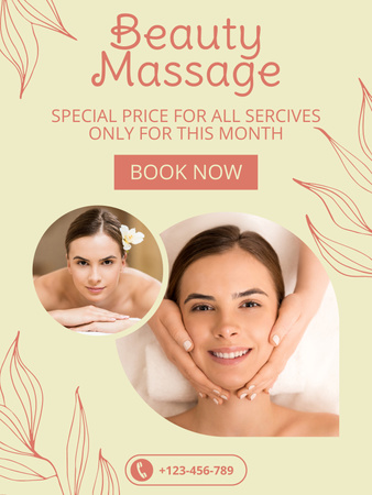 Beauty Massage Therapy Offer Poster US tervezősablon