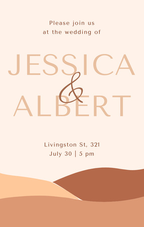 Wedding Day Announcement with Desert Mountains Invitation 4.6x7.2in Design Template