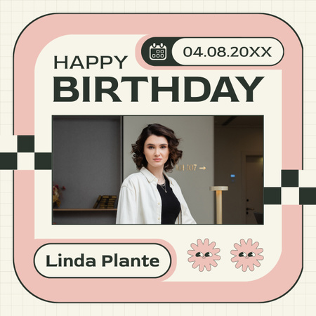 Saudação minimalista de aniversário para uma mulher LinkedIn post Modelo de Design