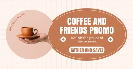 Ontwerpsjabloon van Facebook AD van Kortingen voor groepsbestellingen in de coffeeshop