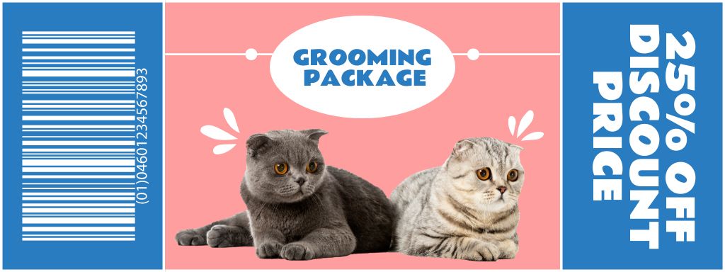 Ontwerpsjabloon van Coupon van Grooming Package for Cats