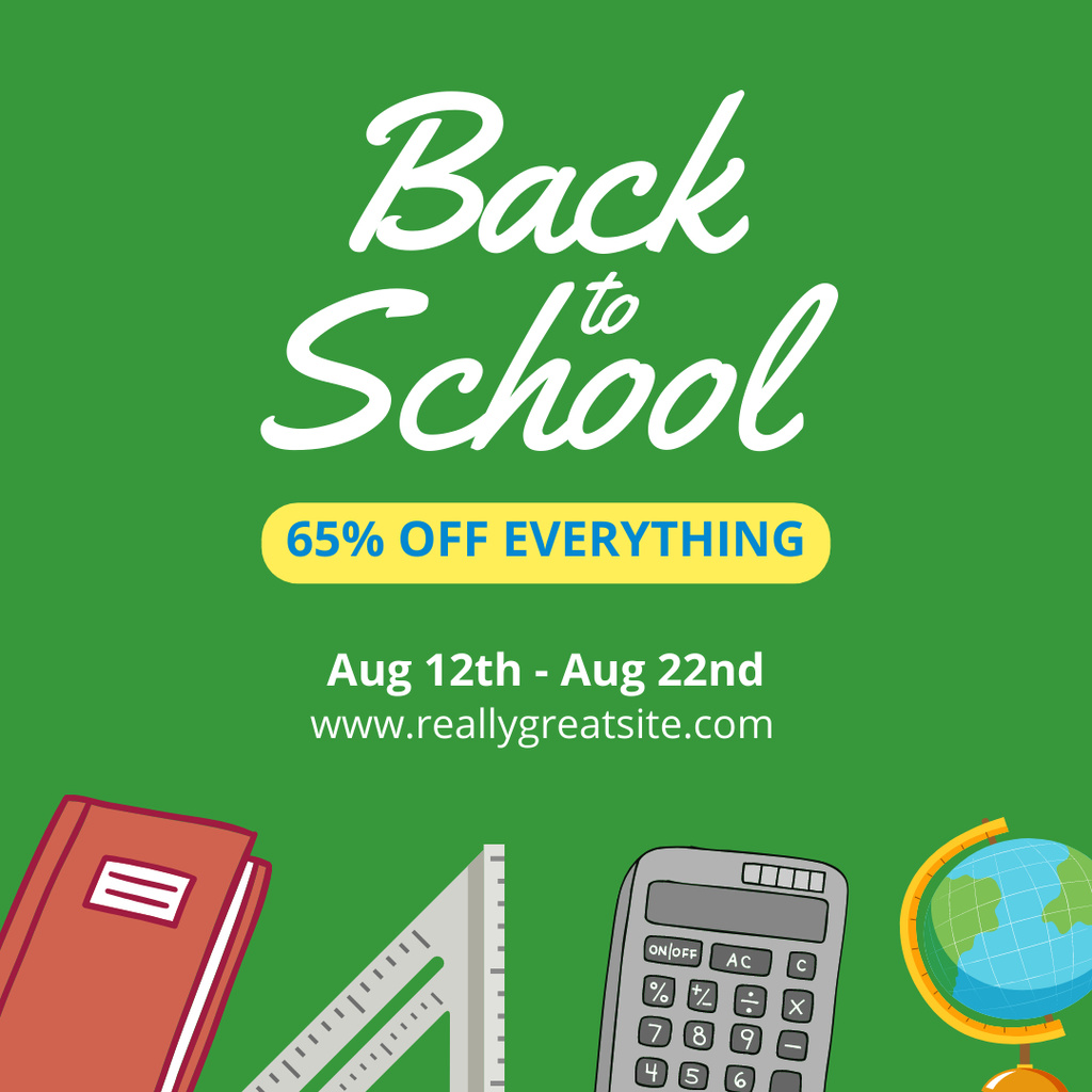 Back to School Announcement And Stationery Clearance Instagram Design Template