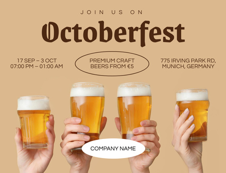 Oktoberfest Celebration Announcement Invitation 13.9x10.7cm Horizontal Design Template