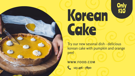 Platilla de diseño Korean Cake With Special Price Title 1680x945px