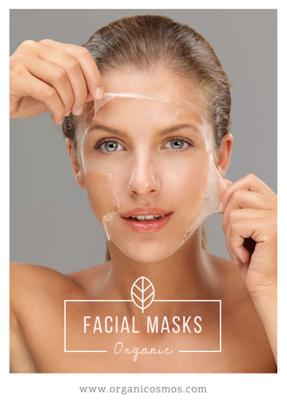 Organic facial masks advertisement Poster Πρότυπο σχεδίασης