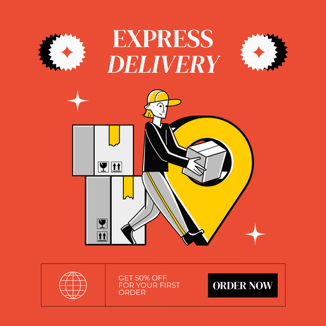 Get Discount on Express Delivery Instagram tervezősablon