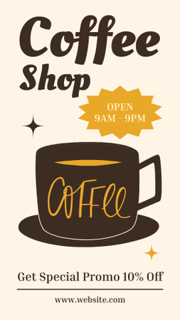 Plantilla de diseño de Illustrated Mug With Coffee At Reduced Price In Happy Hours Instagram Story 