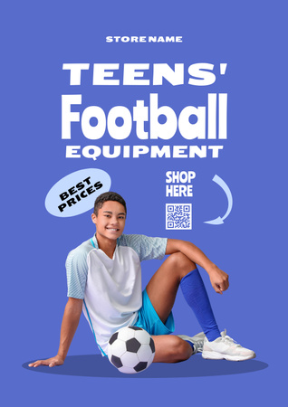 Teens' Football Equipment Sale Poster Design Template
